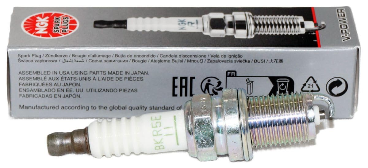NGK BKR5E-11 spark plug side view highlights robust build for longevity.