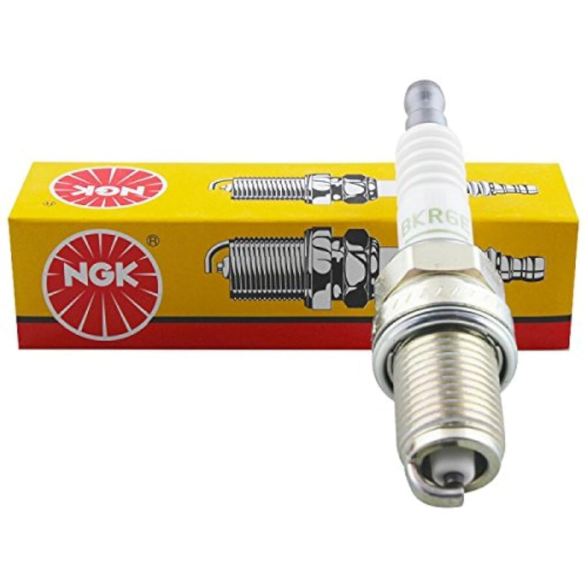 NGK BKR6E 6962 spark plug close-up highlighting durable construction for reliable ignition