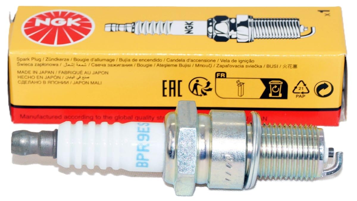 NGK BPR9ES spark plug close-up showing copper core