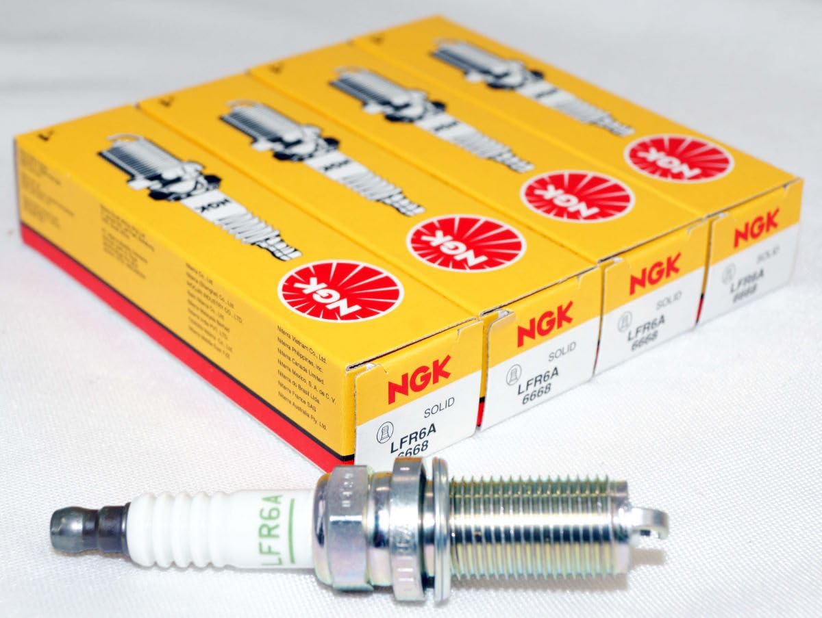NGK LFR6A 4-pack packshot shows genuine NGK parts for direct replacement