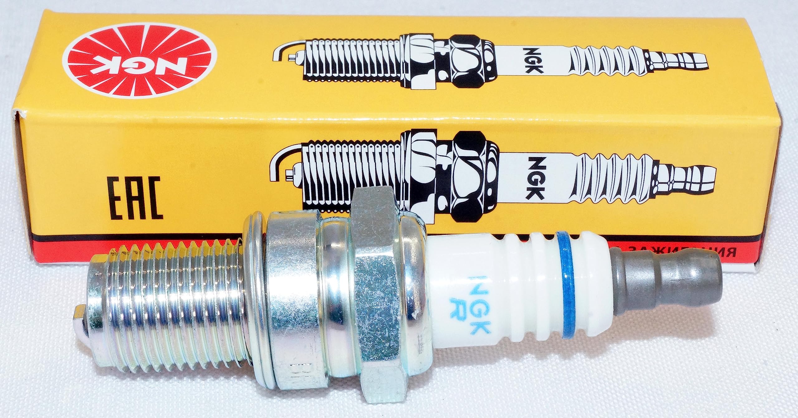 NGK spark plug two-pack in box shows original packaging and hardware.