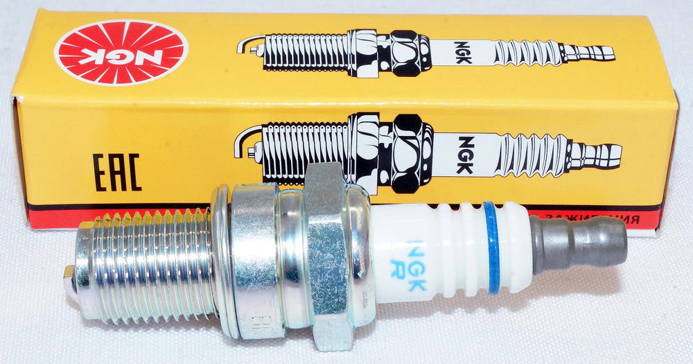 NGK spark plug two-pack in box shows original packaging and hardware.