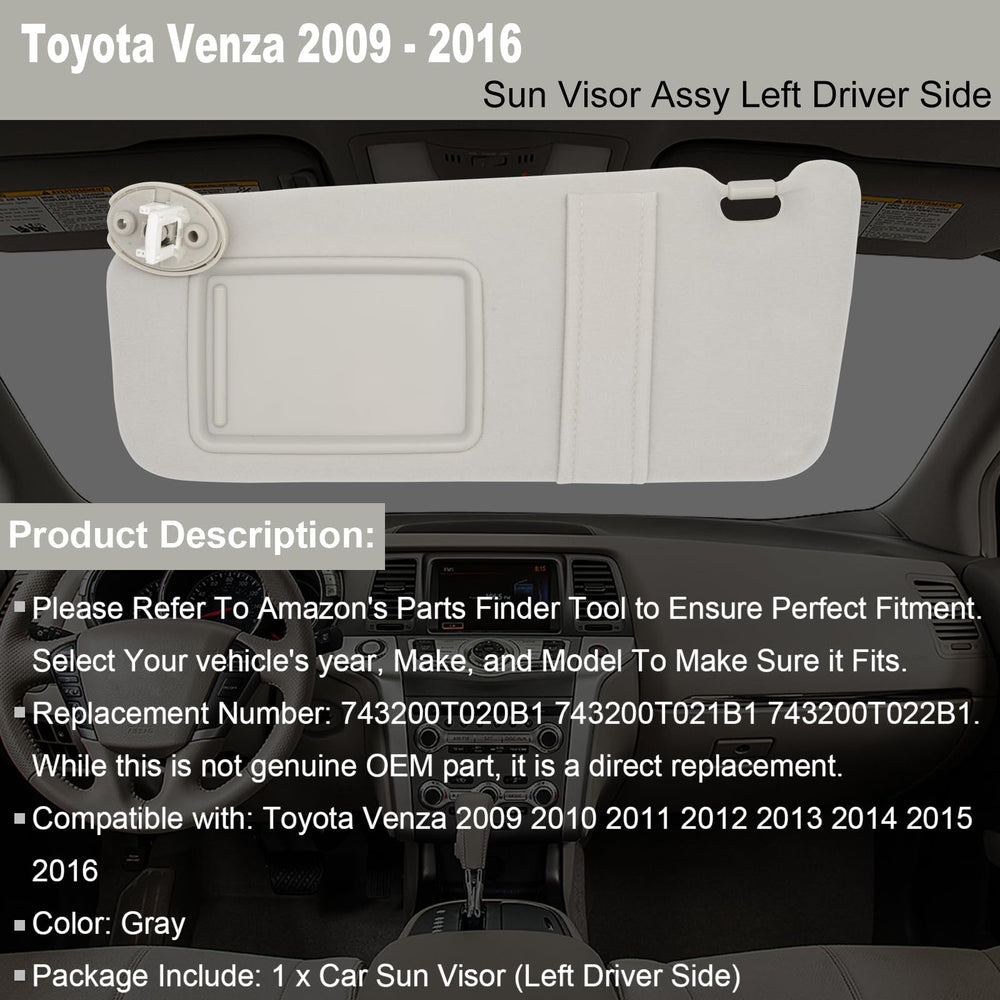 NHILES 743200T021B1 left sun visor gray as direct replacement