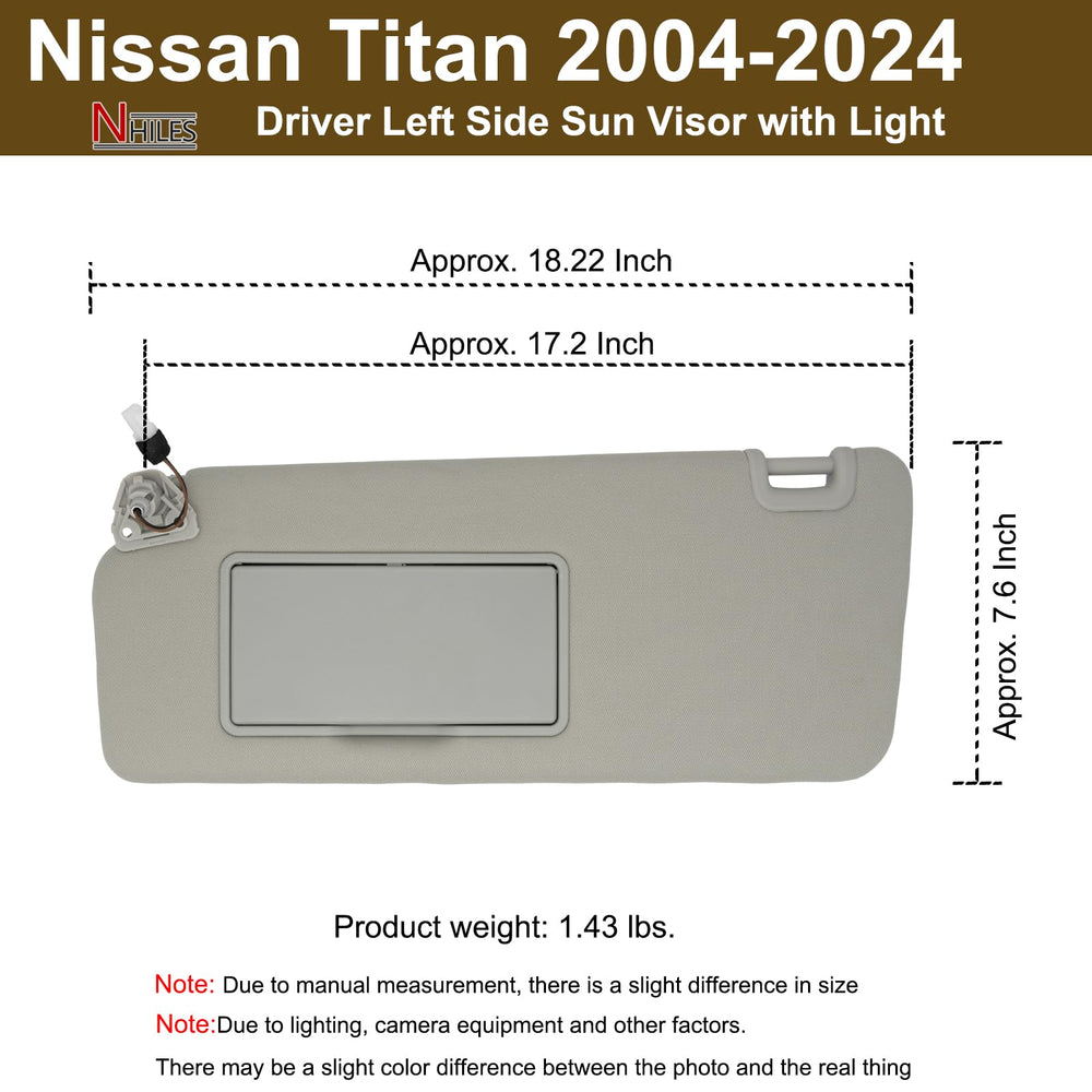 NHILES 96401-EZ70B gray left sun visor replacement part.