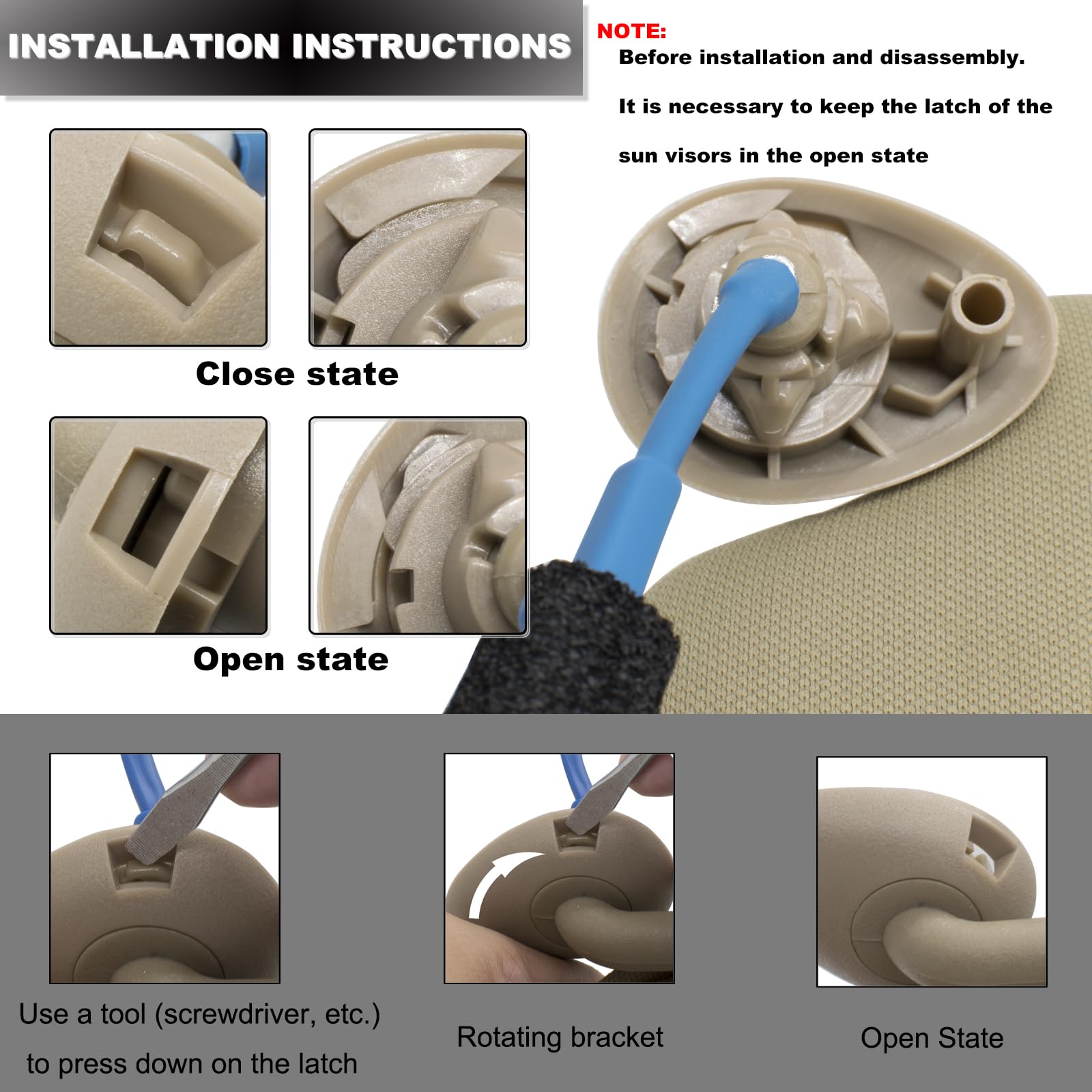 NHILES beige sun visor for Honda CR-V, left side reduces sun glare on morning commutes.