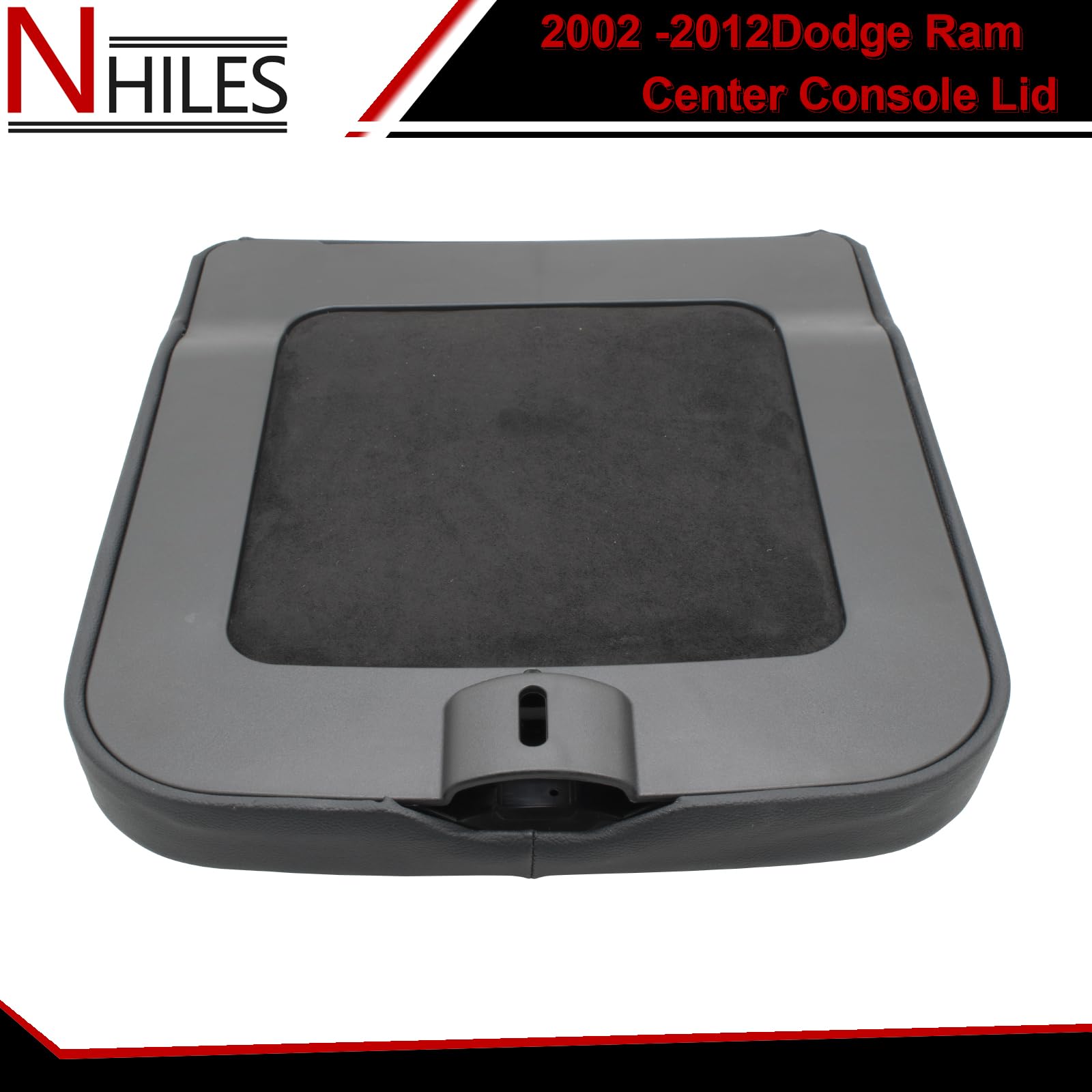 NHILES center console lid open, showing accessible armrest storage.