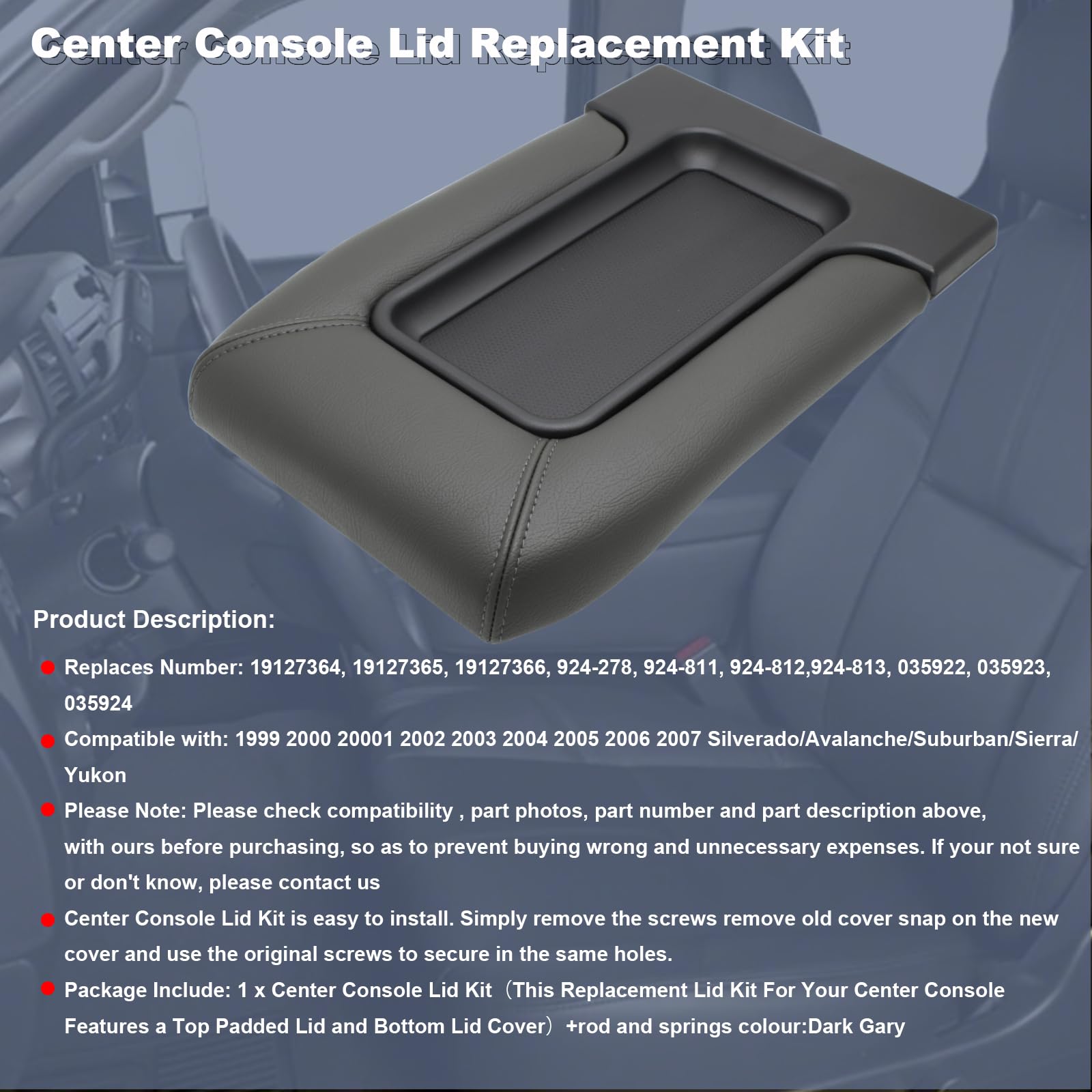 NHILES center console lid bottom cover protects the interior and enhances look.
