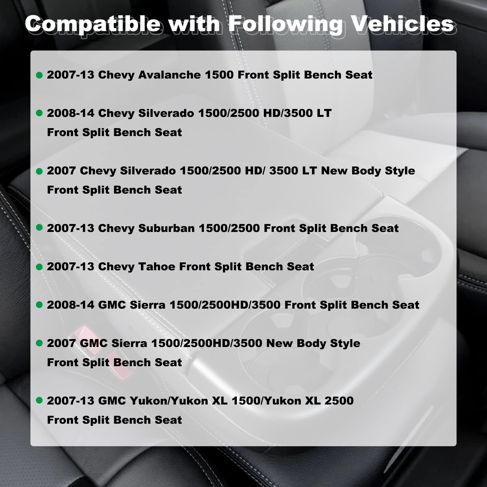 NHILES center console lid installed in Chevy Tahoe interior for a seamless upgrade.