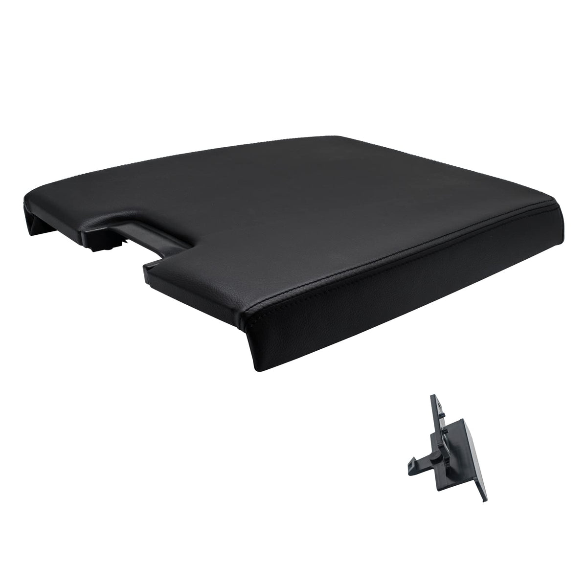 NHILES center console lid with latch, front view shows a sleek black finish for Chevy Tahoe.
