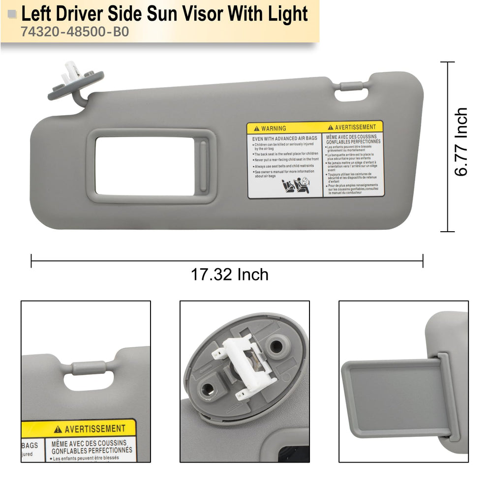 NHILES left driver visor installs easily with factory mounting points.