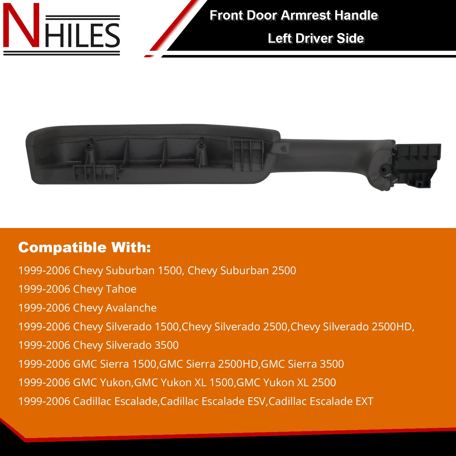 NHILES front door armrest driver-side handle for Silverado, adds durable feel.