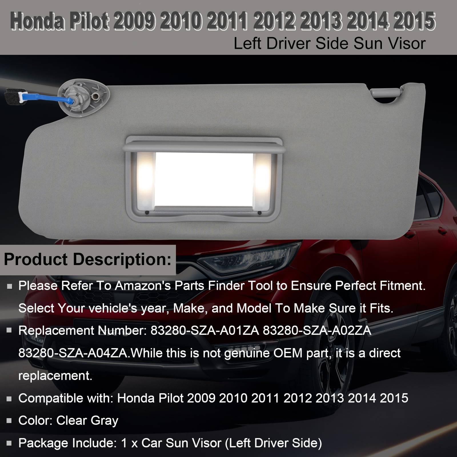 NHILES gray sun visor for Honda Pilot matches OEM aesthetics.