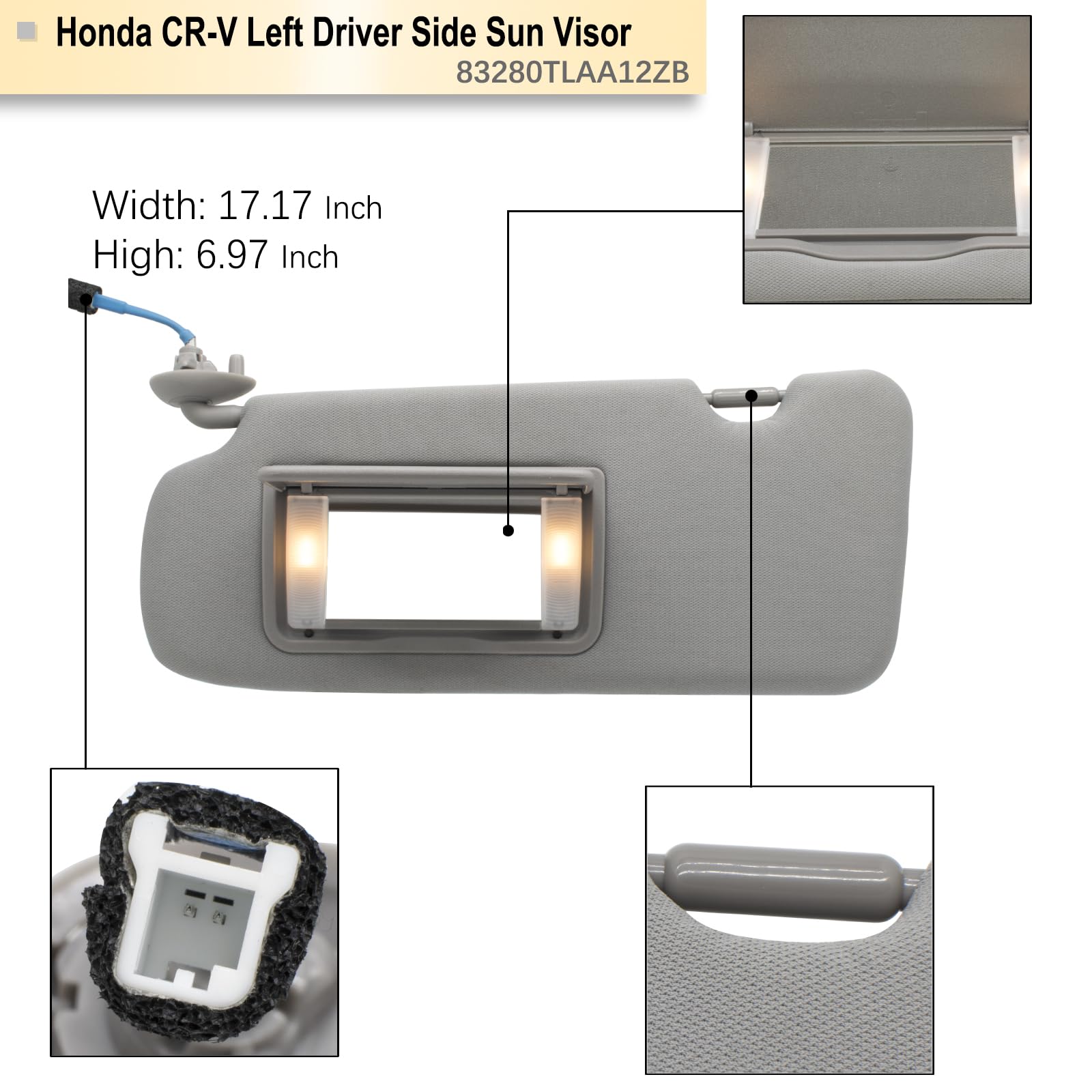NHILES Honda CR-V visor for 2017–2022 gray, easy installation