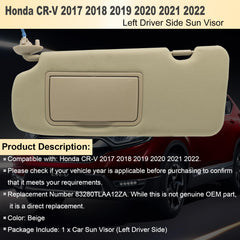 NHILES left-driver sun visor beige for Honda CR-V, easy install and shade for daytime use.
