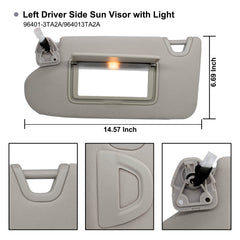 NHILES left driver sun visor full view for Nissan Altima 2013-2018 gray, robust build