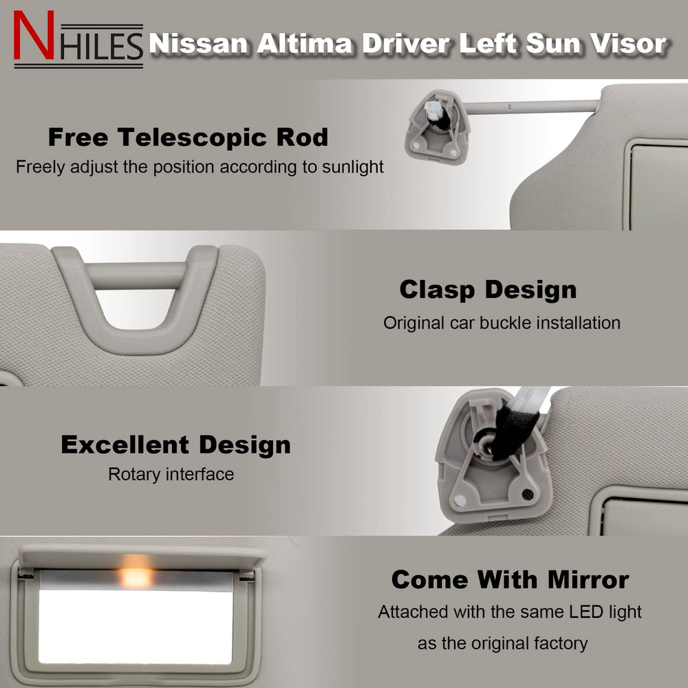 NHILES sun visor wiring connector detail for Nissan Altima 2013-2018 gray, easy install