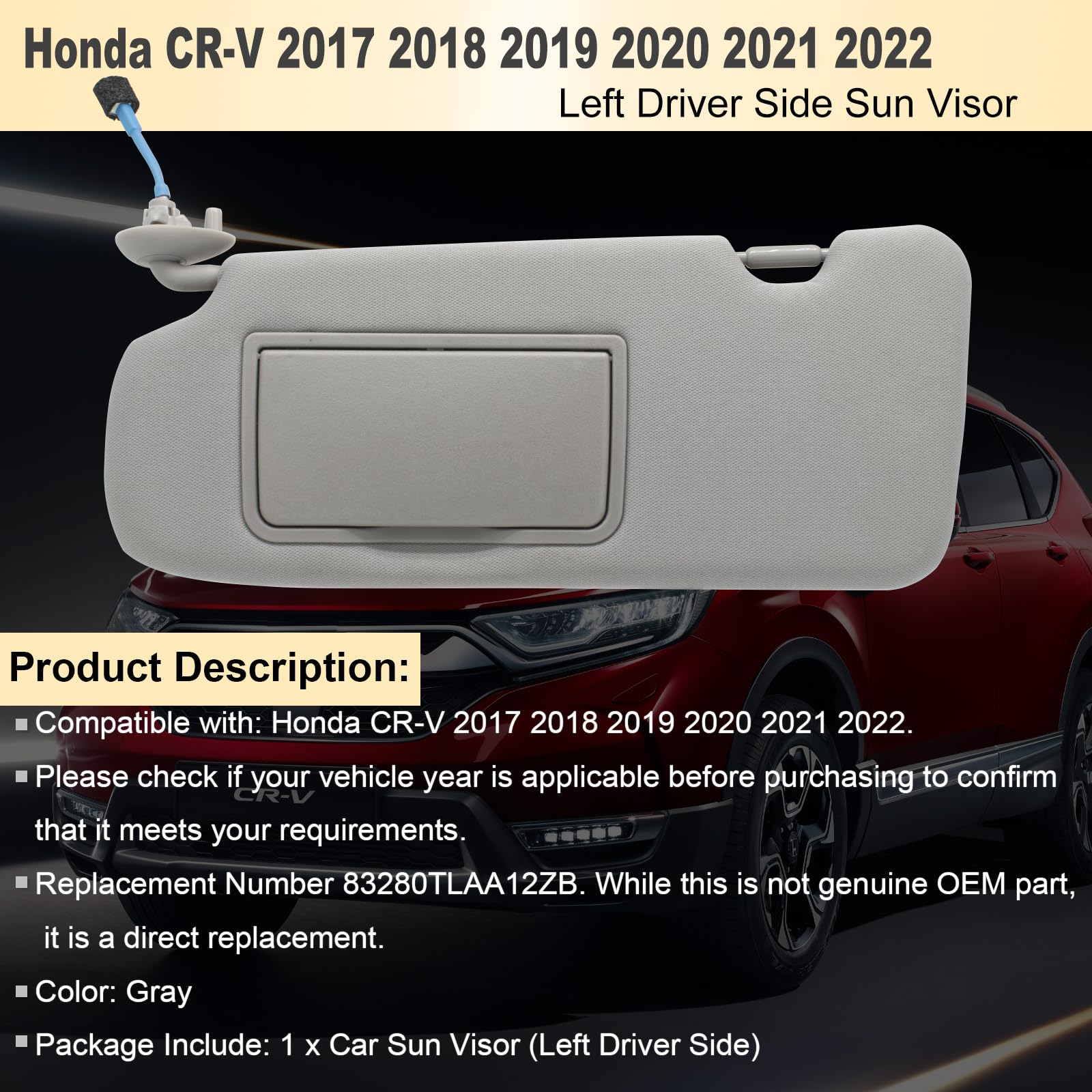 NHILES sun visor replacement 83280tlaa12zb-gray offers a direct, budget-friendly fix