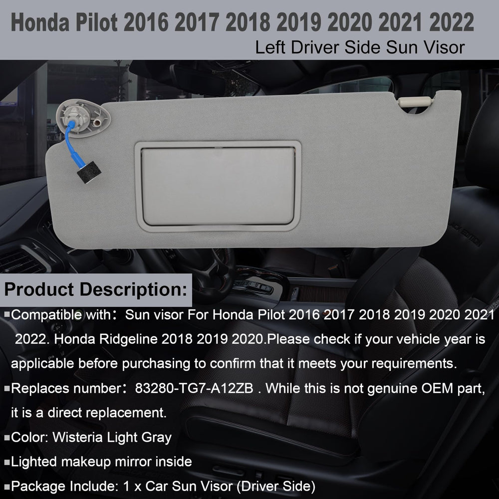 NHILES sun visor with lighted makeup mirror for Honda Pilot quick checks.