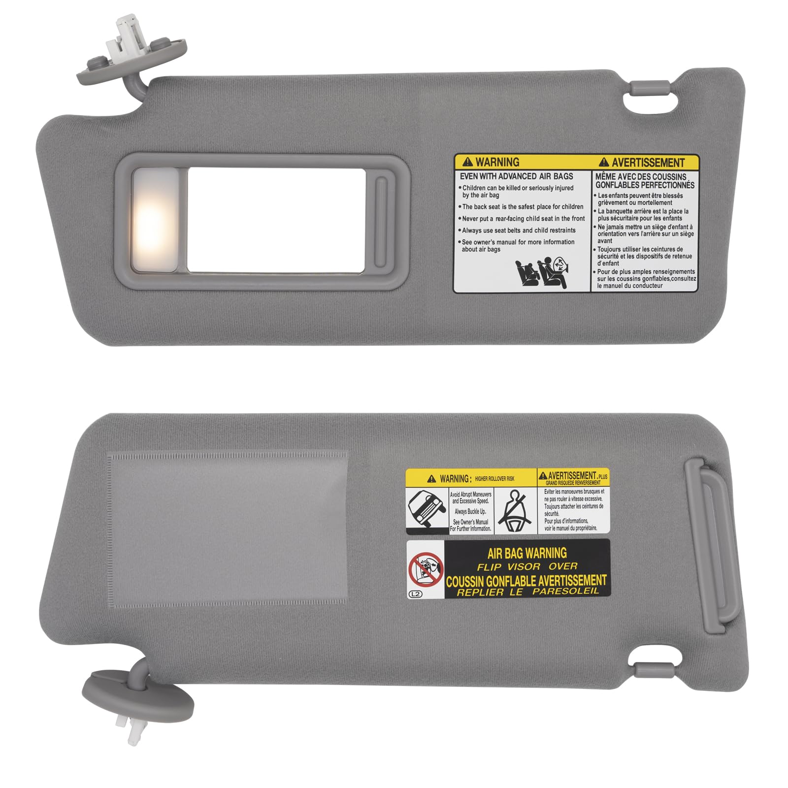 NHILES Tacoma sun visor gray profile, left-side replacement visual.