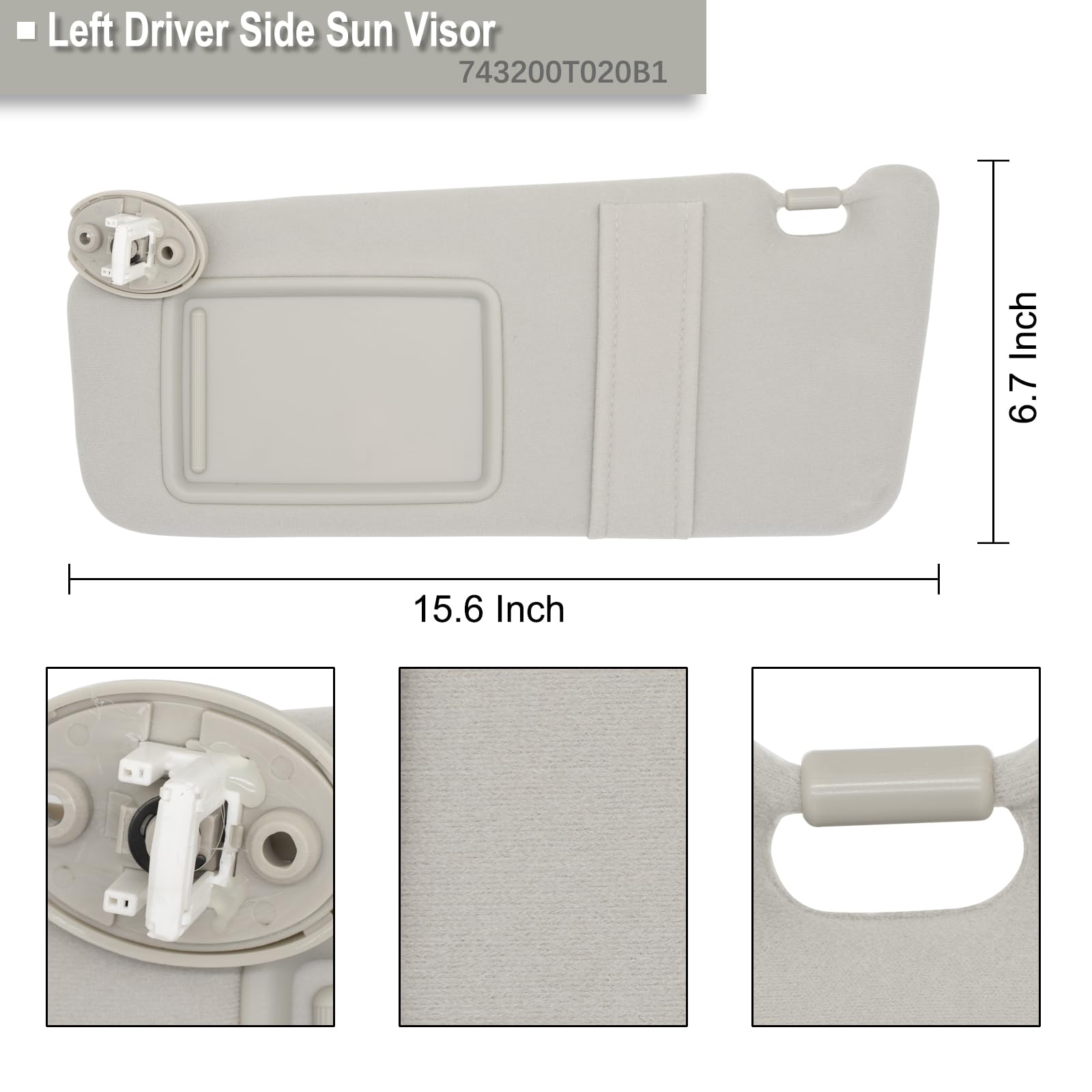 NHILES Toyota Venza 2009-2016 left sun visor gray ready to install