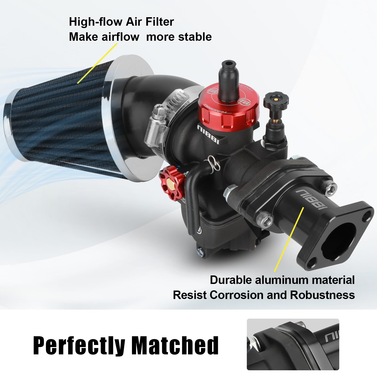 NIBBI flange 48mm engine side and 24mm inlet for reliable mounting
