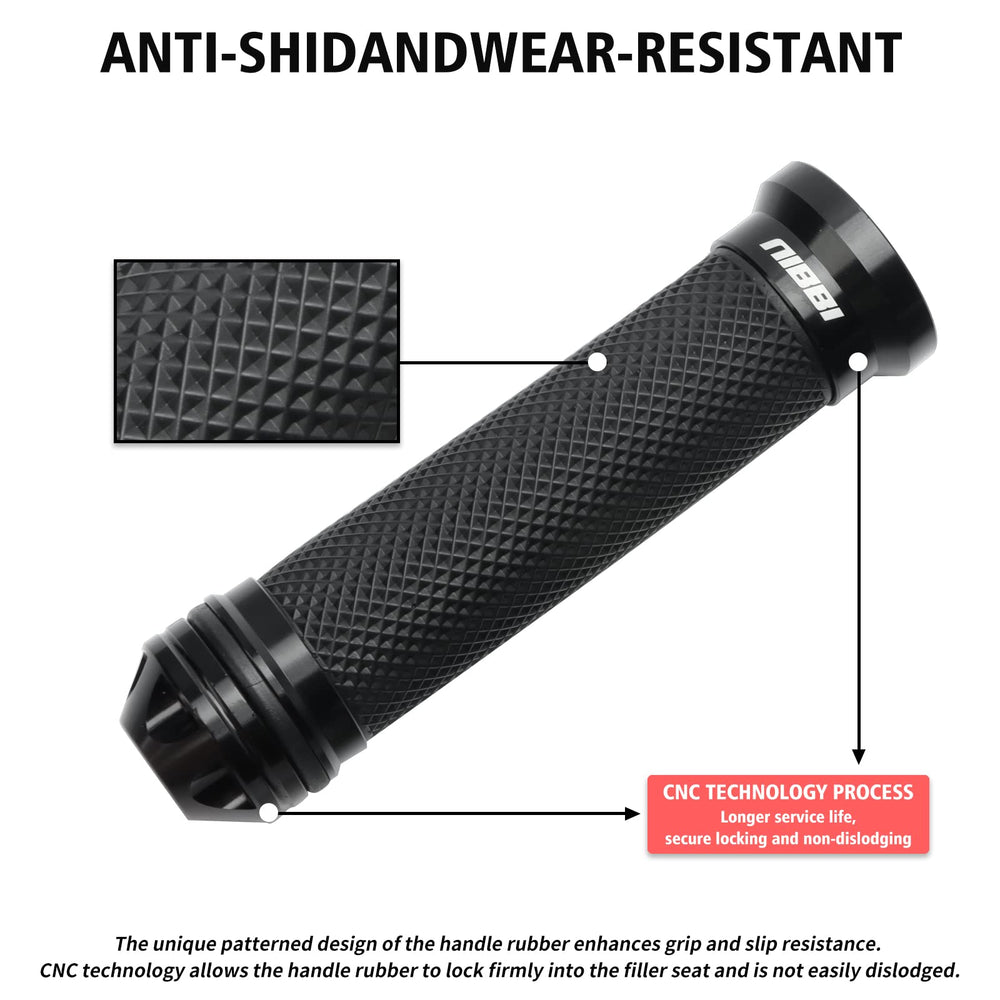NIBBI soft rubber grip texture enhances comfort during long rides.