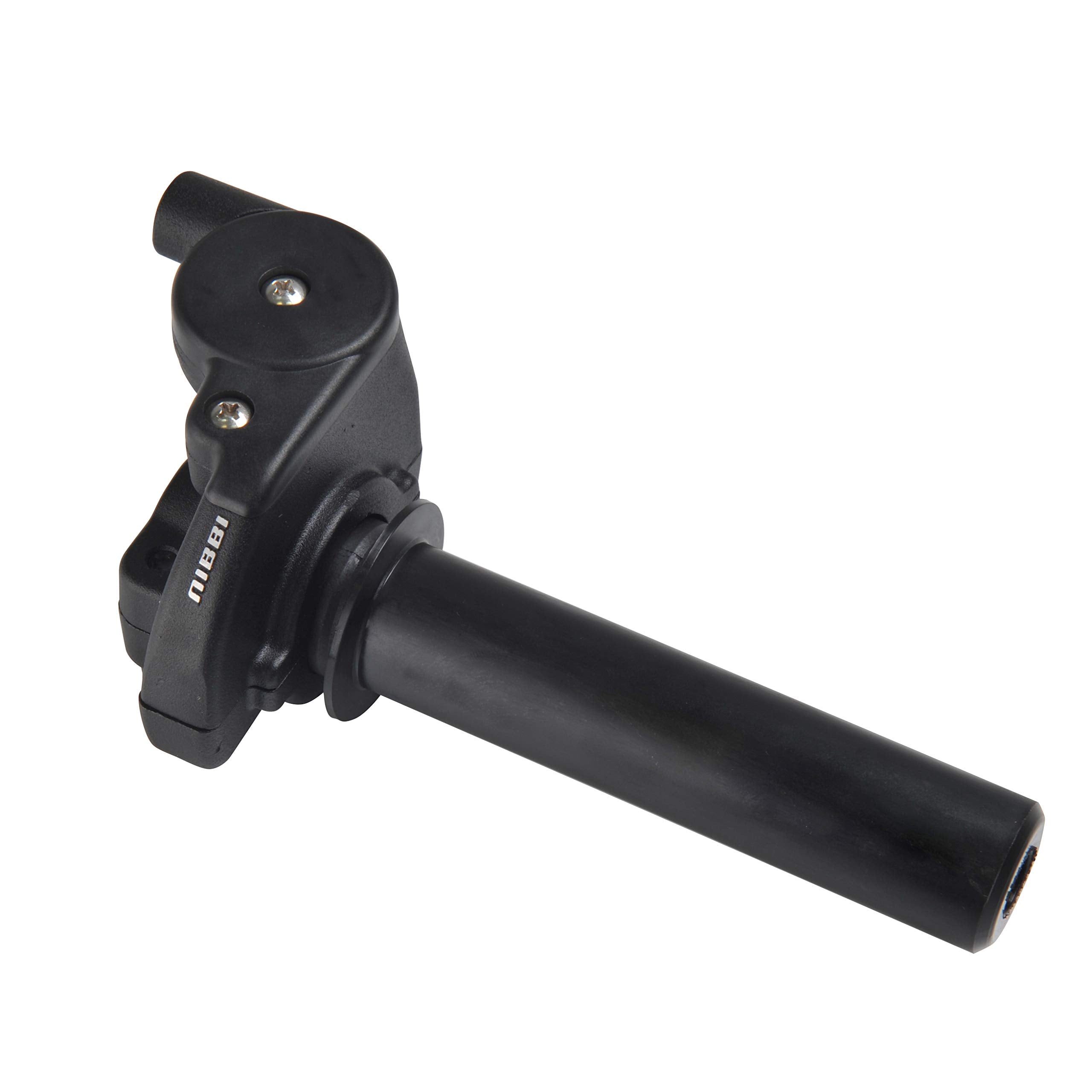 NIBBI high-sensitivity short-stroke throttle ergonomics for precise control on dirt tracks.