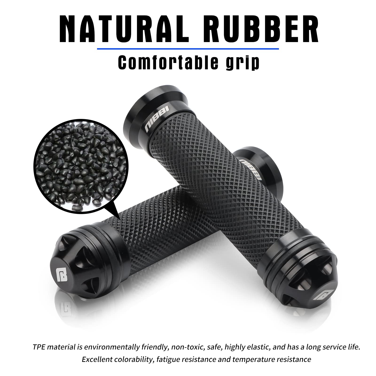NIBBI left side grip fits 7/8 inch handlebars for compatibility.