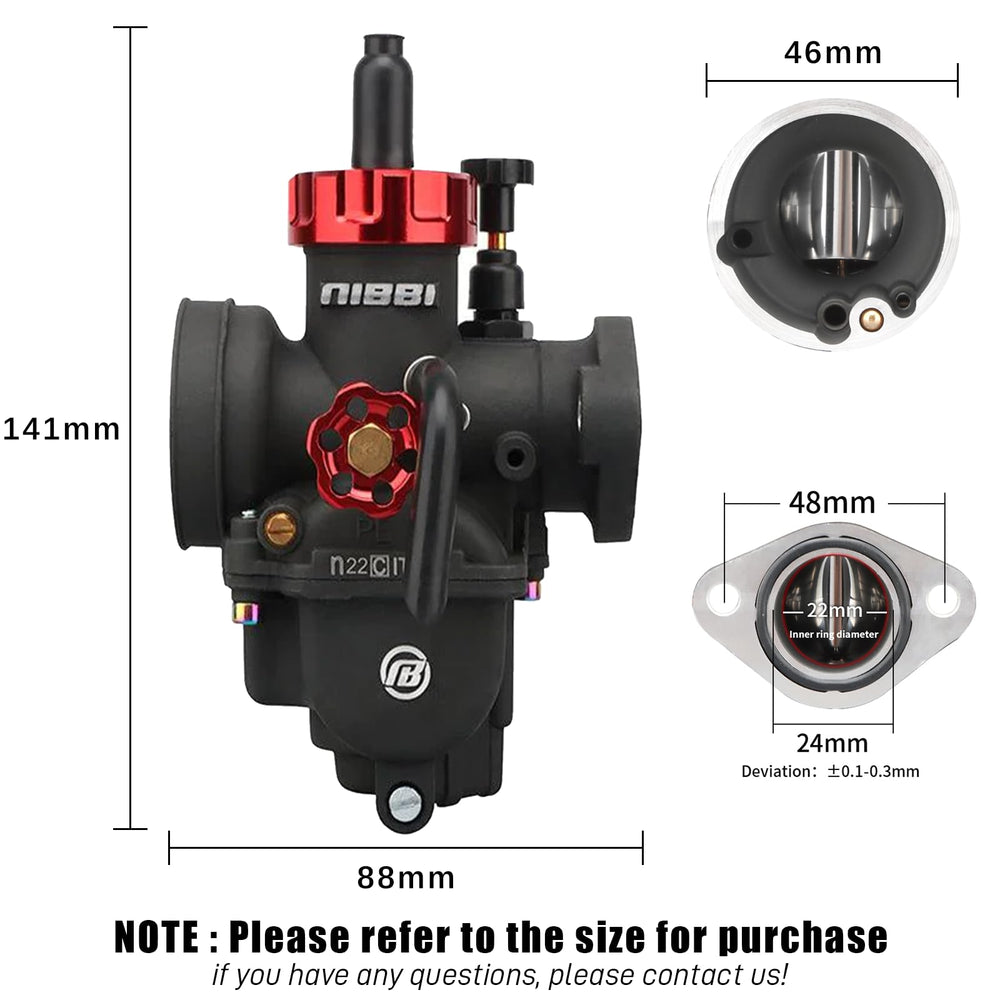 NIBBI PE22 pilot jet image showing adjustable fuel flow for smoother idle