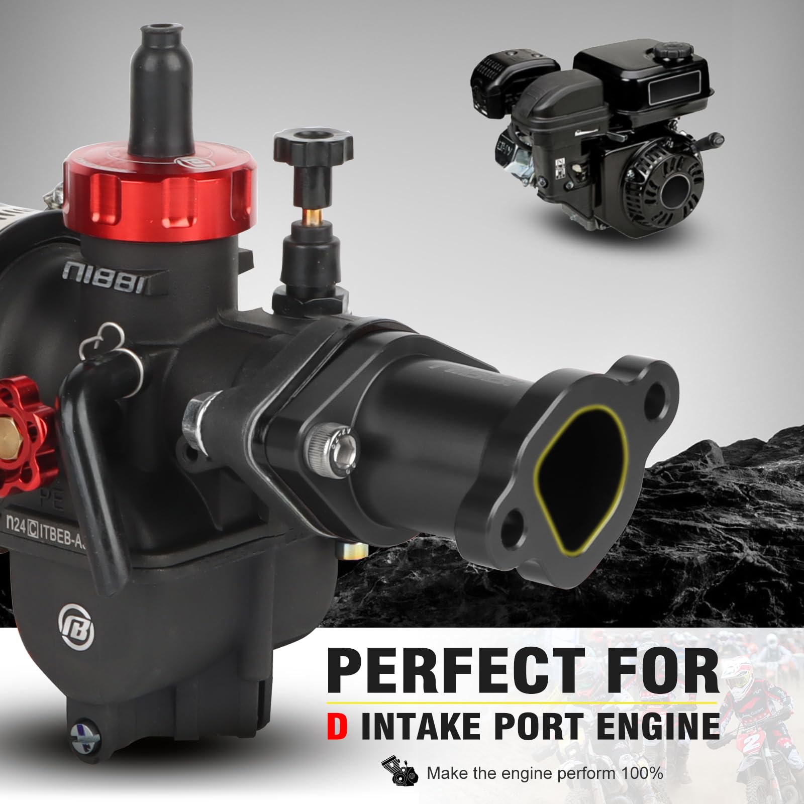 NIBBI Predator 212 intake manifold top-detail showcases compact, precise interface