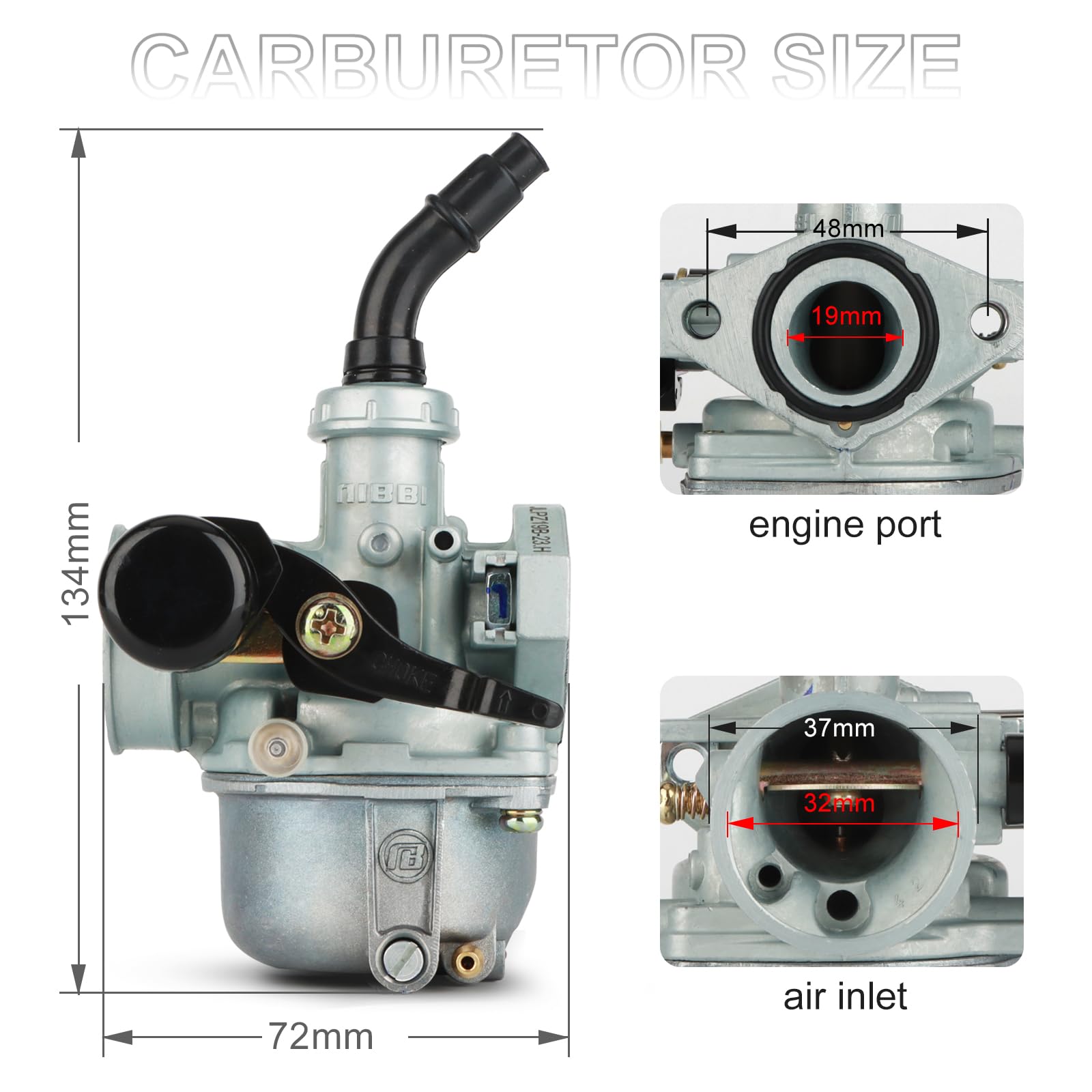 NIBBI PZ19 close-up showing jet system for quick tuning.