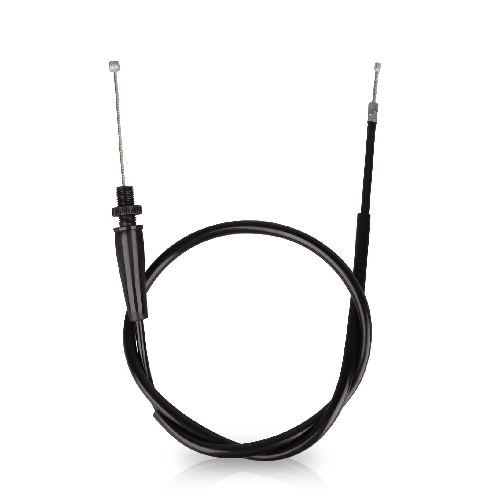 Nibbi throttle cable close-up shows durable 316 stainless steel construction