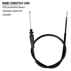 Nibbi throttle cable length measure highlights 93.5 cm conduit and 104 cm core