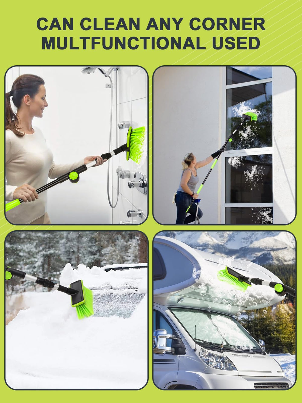 Nicecastle 151 cm telescoping pole extends reach to roofs and high corners