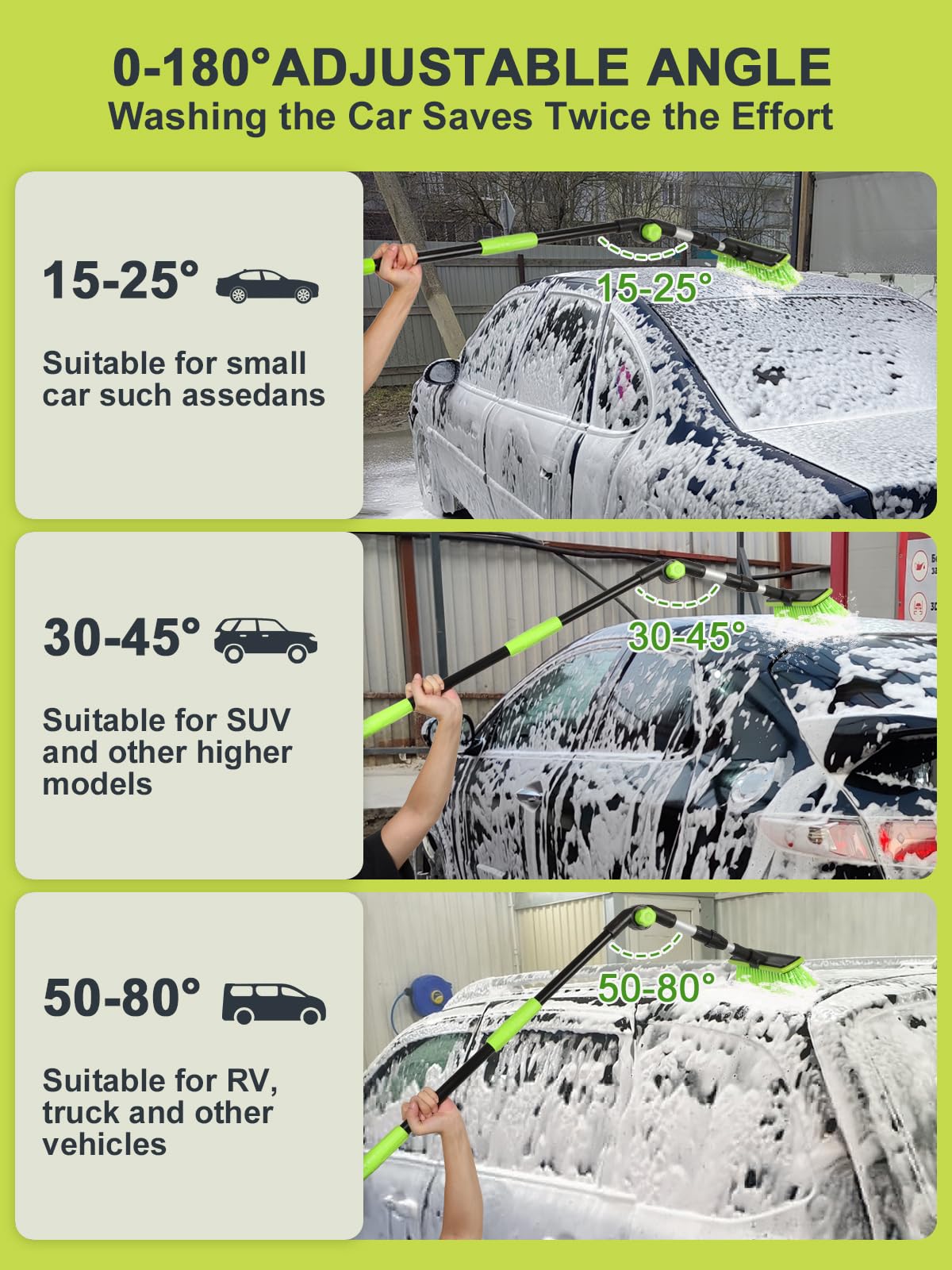 Nicecastle 180-degree rotatable brush pole enables easy angle changes