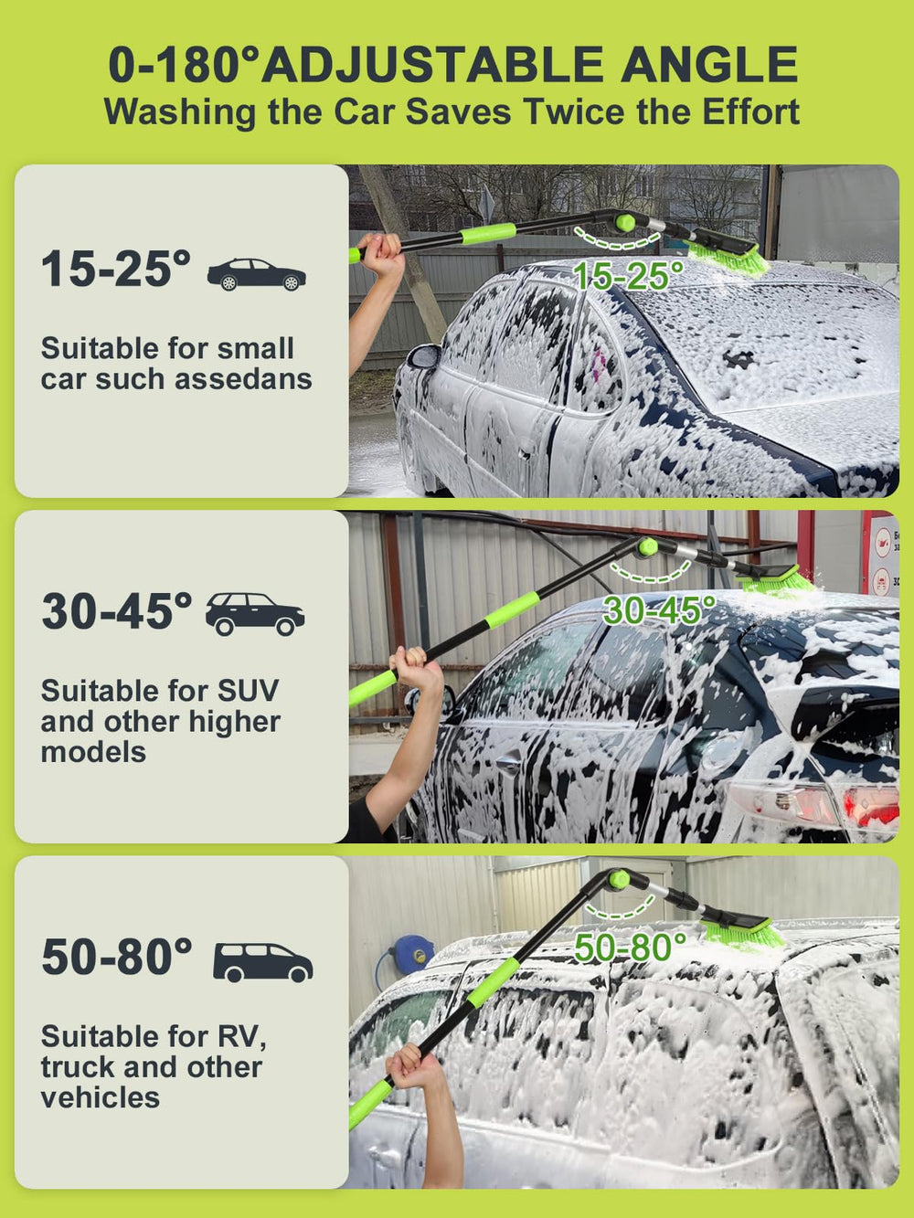 Nicecastle 180-degree rotatable brush pole enables easy angle changes