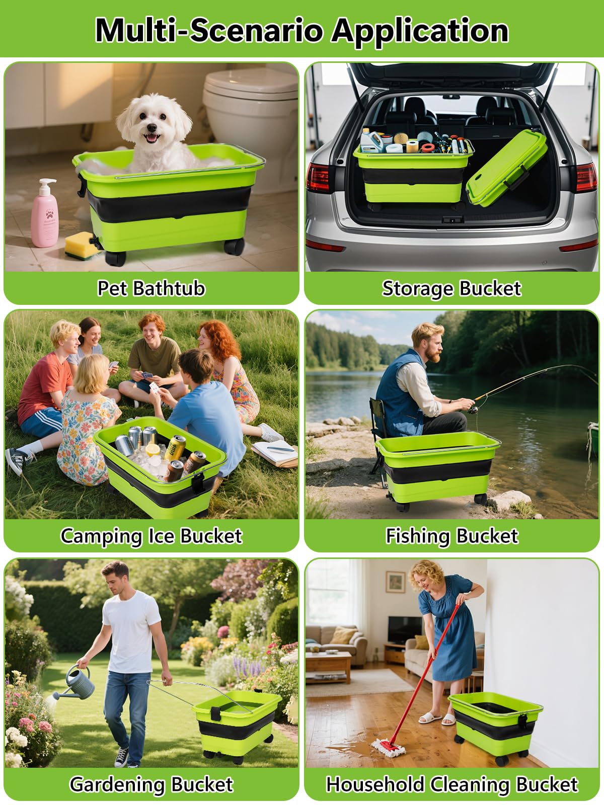 Nicecastle versatile bucket doubles as camping sink or pet bath.
