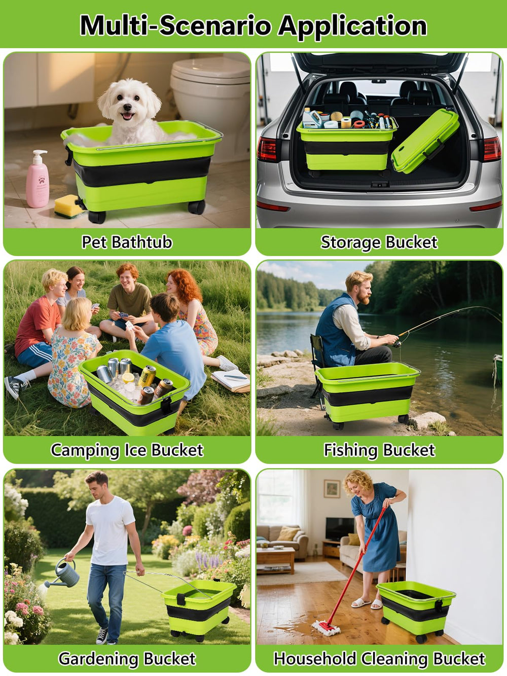 Nicecastle versatile bucket doubles as camping sink or pet bath.