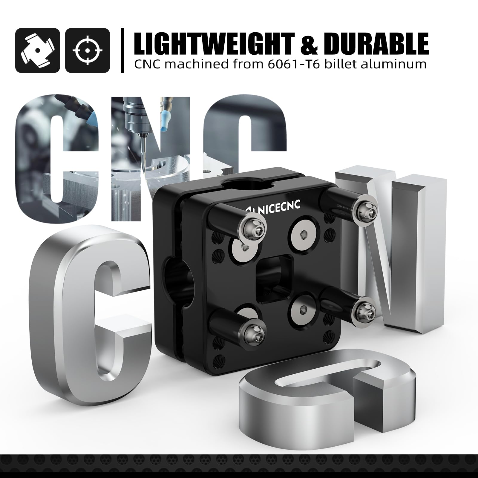NICECNC black anodized 12mm clamp offers a low-profile, sleek bike cockpit look.