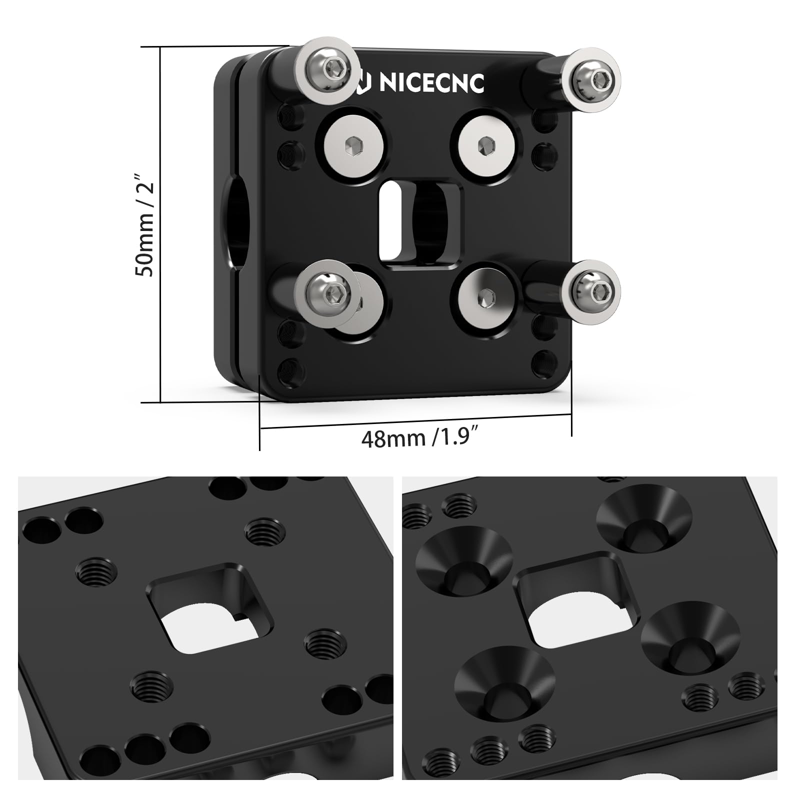 NICECNC 12mm clamp ready for cockpit setups on compatible adventure motorcycles.