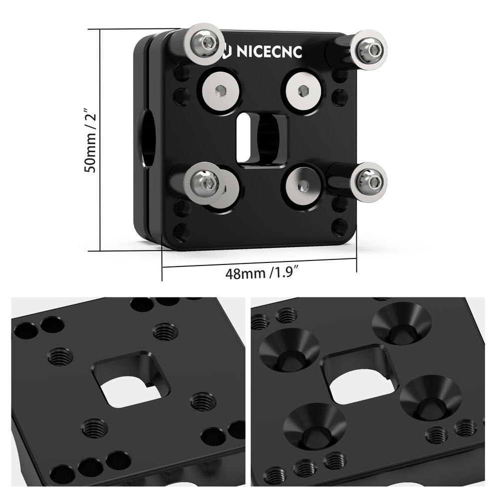 NICECNC 12mm clamp ready for cockpit setups on compatible adventure motorcycles.