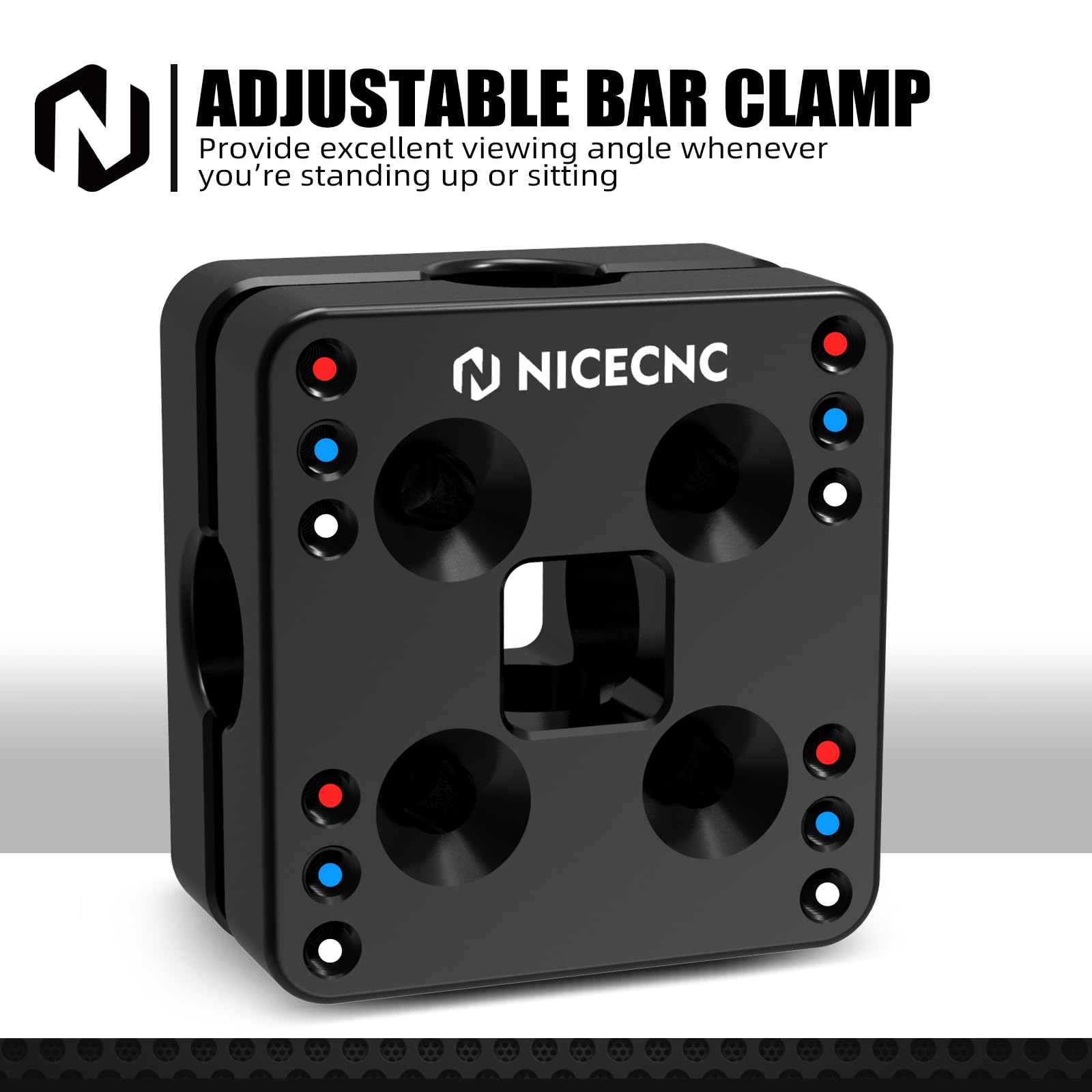 NICECNC 12mm GPS clamp on R1250GSA for secure cockpit mounting.
