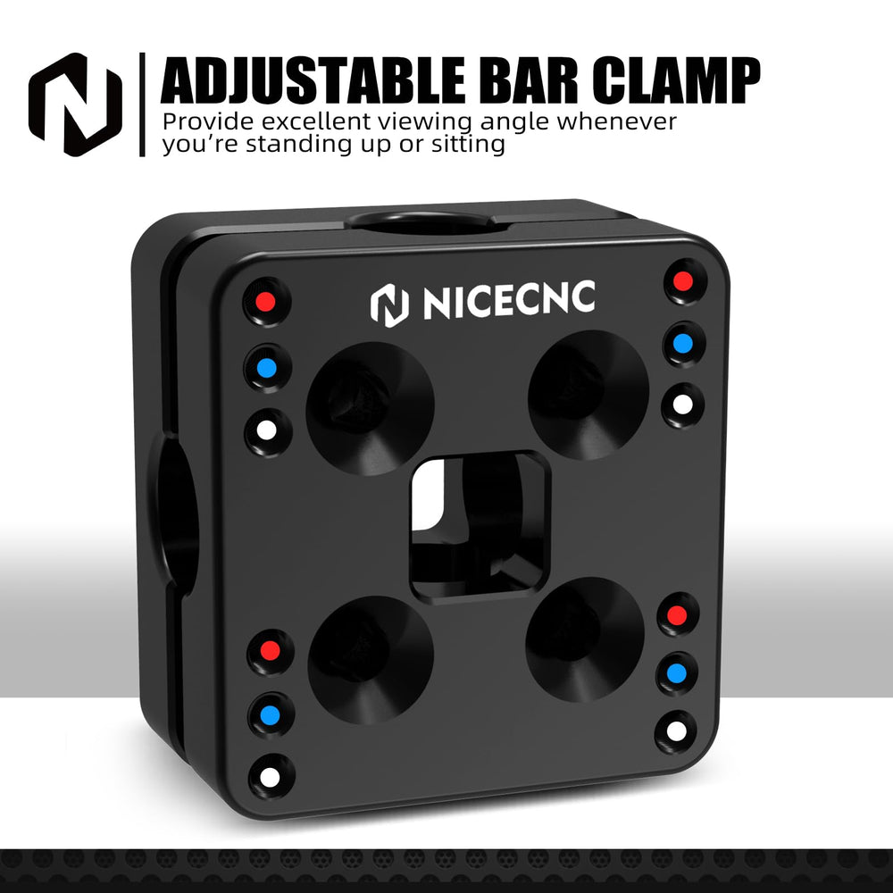 NICECNC 12mm GPS clamp on R1250GSA for secure cockpit mounting.