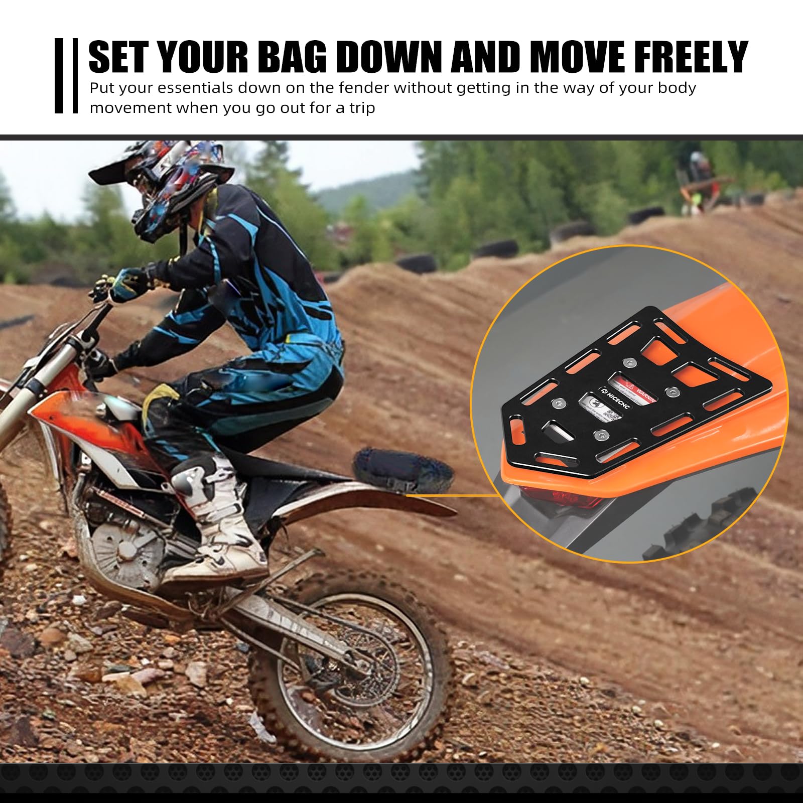 NICECNC universal mounting pattern fits plastic fenders on multiple dirt bikes