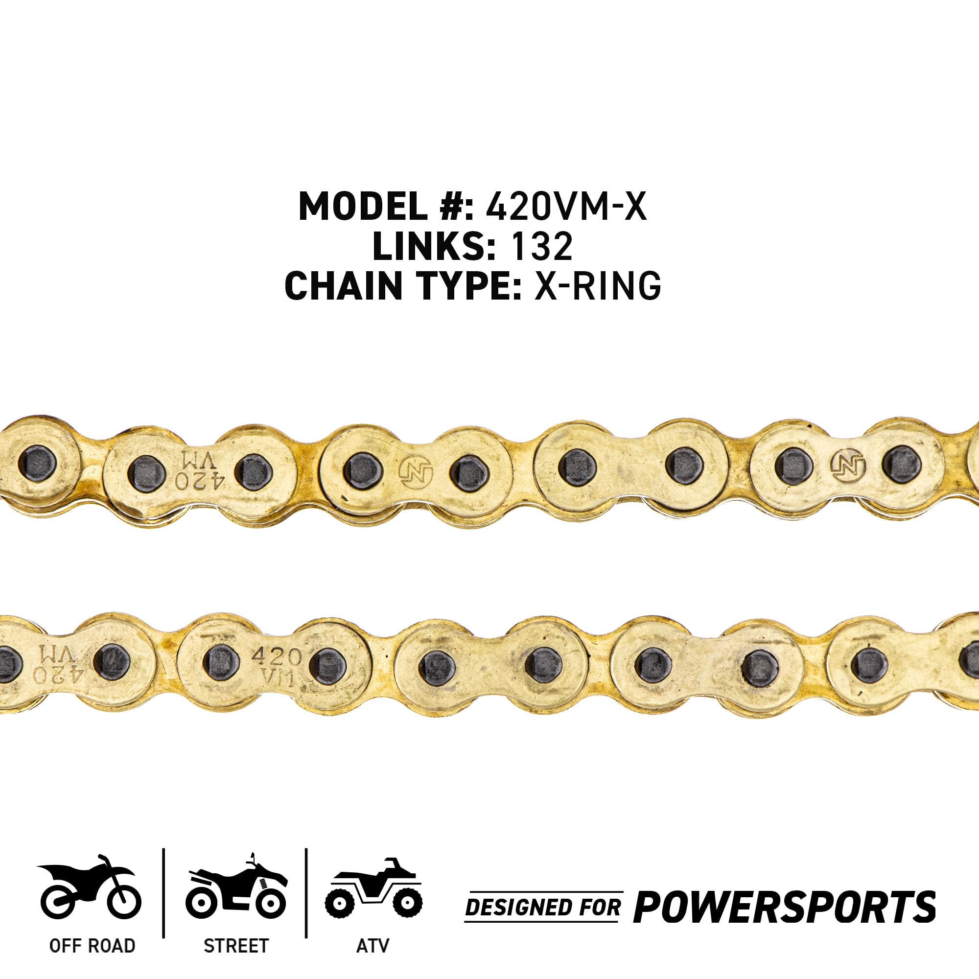 Quad-riveted pins highlight chain durability