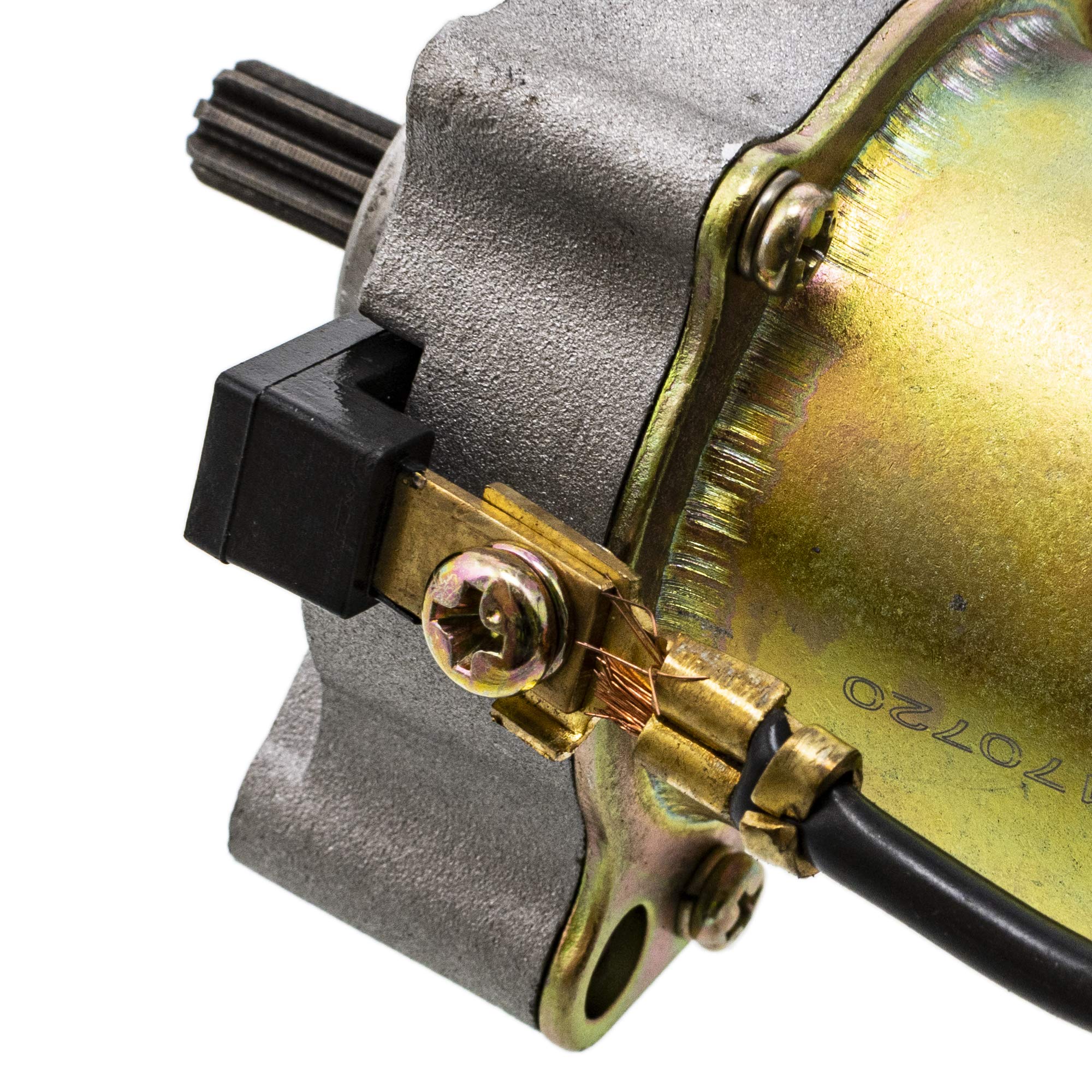 NICHE starter motor 0453478 cross-section highlights carbon brushes.