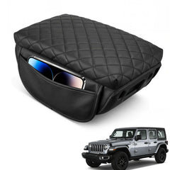 NICTSEPO center console cover on Jeep Wrangler JL/JLU with seamless fit and premium leather