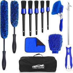 NIKCOSMK 12Pcs wheel brush kit packaging for complete car detailing.