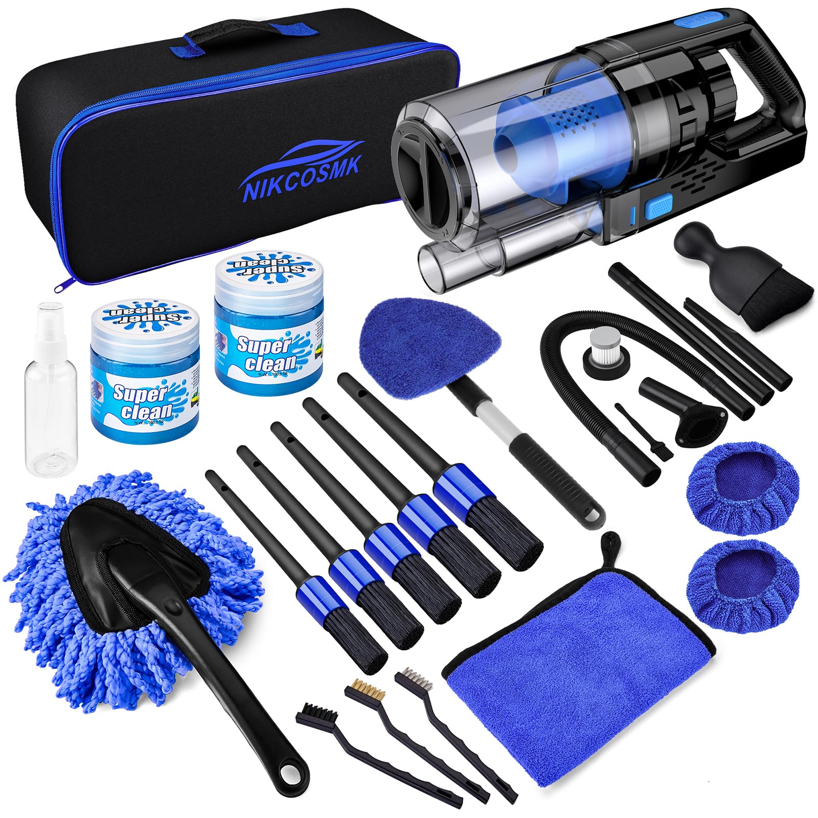NIKCOSMK 17-piece interior-detailing-kit for a complete car interior refresh.