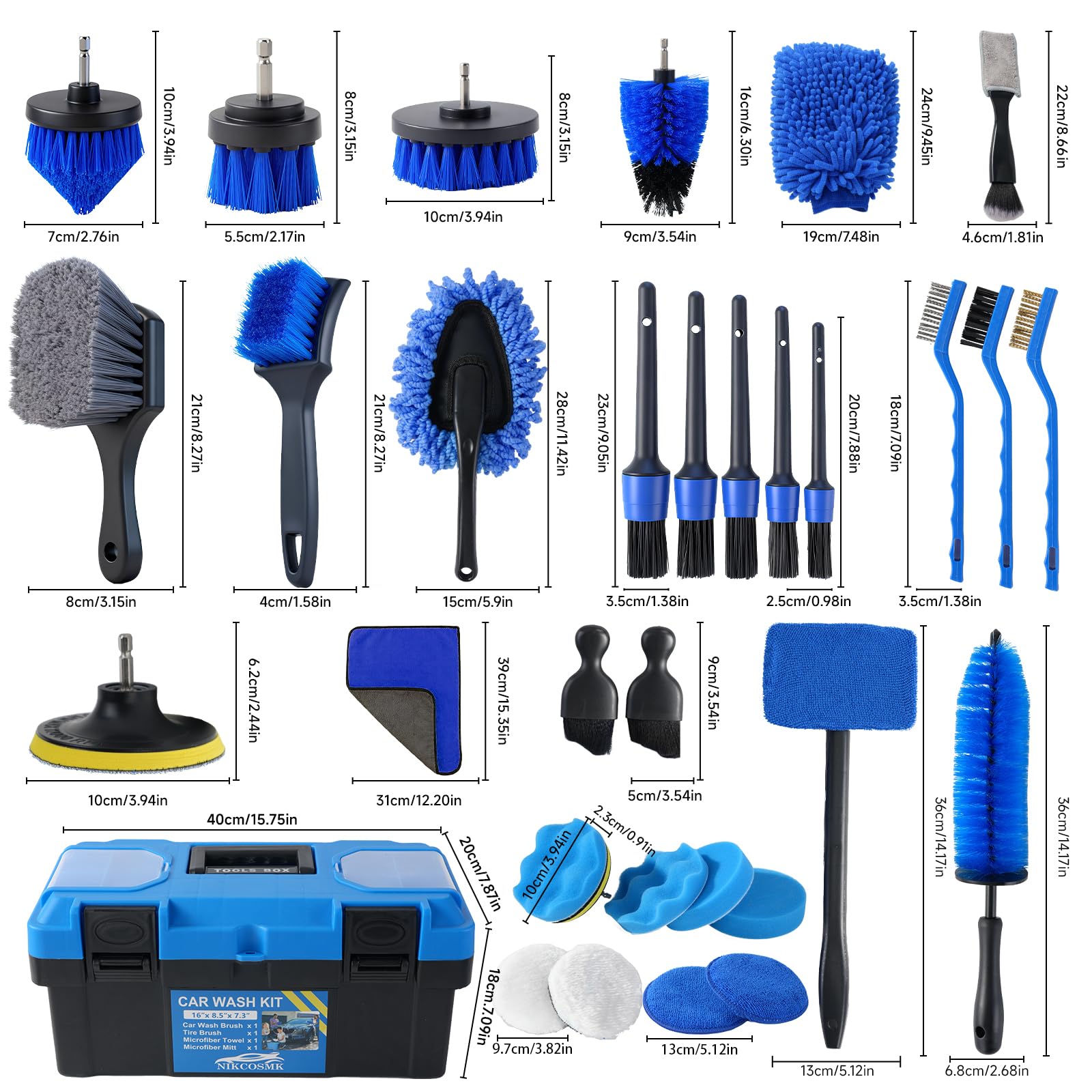 NIKCOSMK interior detailing brush set highlights soft duster and precision vents